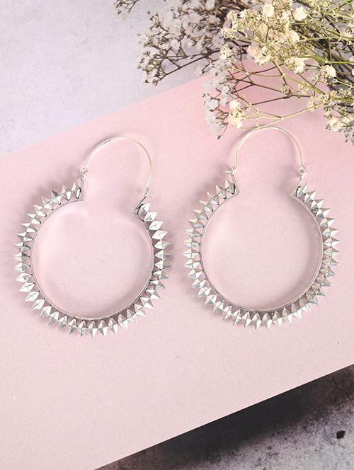 silver brass hoop earring - 21279416 -  Standard Image - 0