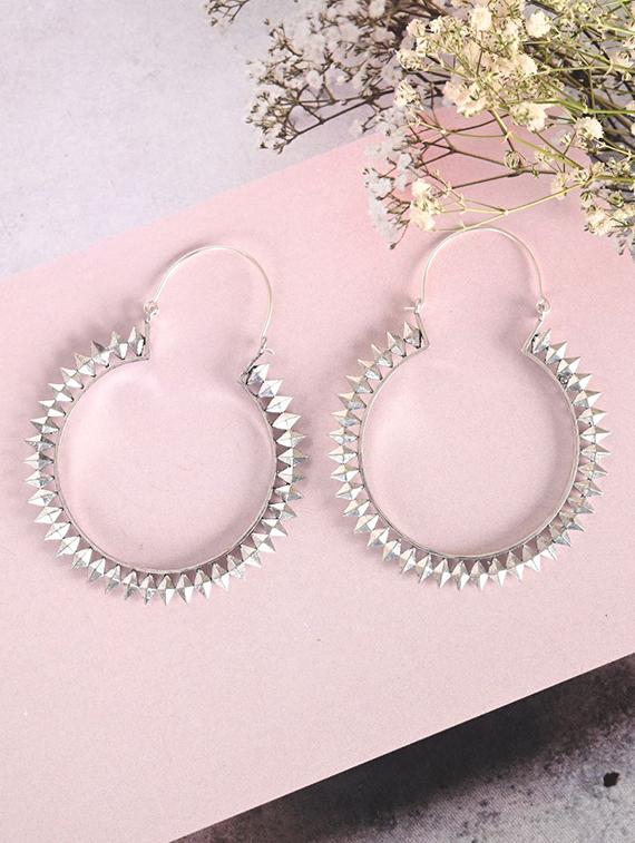 silver brass hoop earring - 21279416 -  Zoom Image - 0