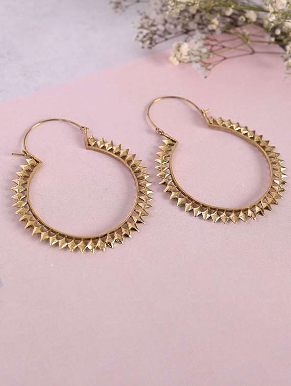 gold brass hoop earrings - 21279422 - Zoom Image - 0