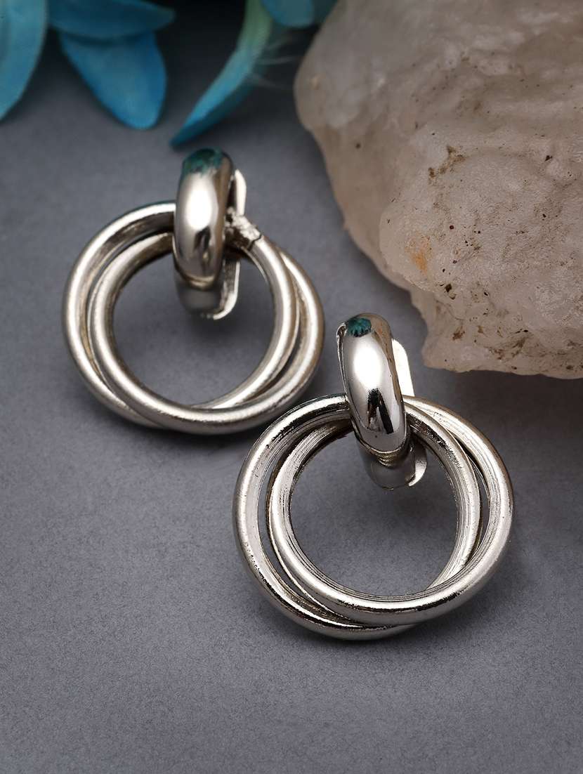 silver metal jhumka earring