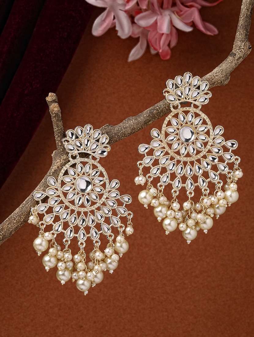 gold metal chandbali earrings