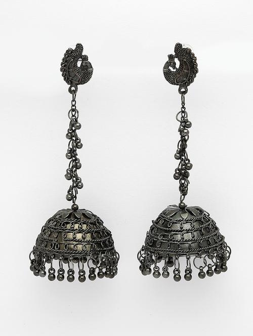 black brass jhumka earring - 21279442 - Standard Image - 0