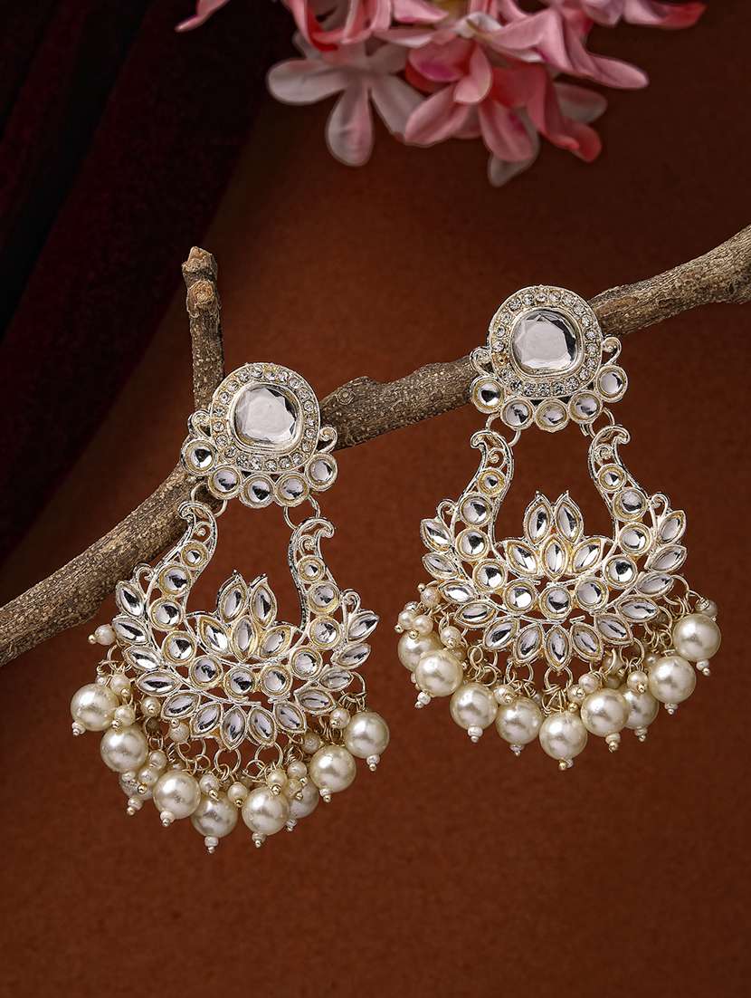 gold metal chandbali earrings