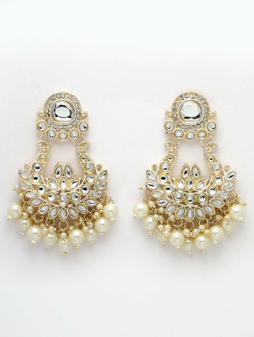gold metal chandbali earrings - 21279453 -  Standard Image - 1