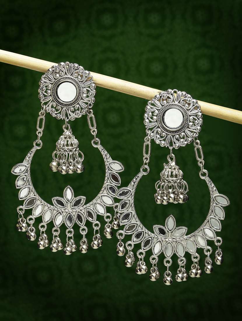 silver brass chandbali earrings
