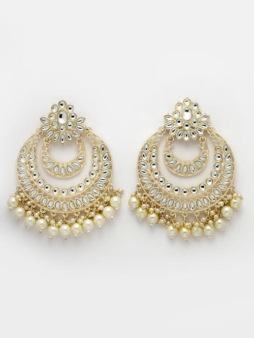 gold metal chandbali earrings - 21279463 -  Standard Image - 0