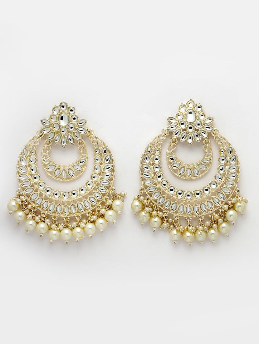 gold metal chandbali earrings - 21279463 -  Zoom Image - 0