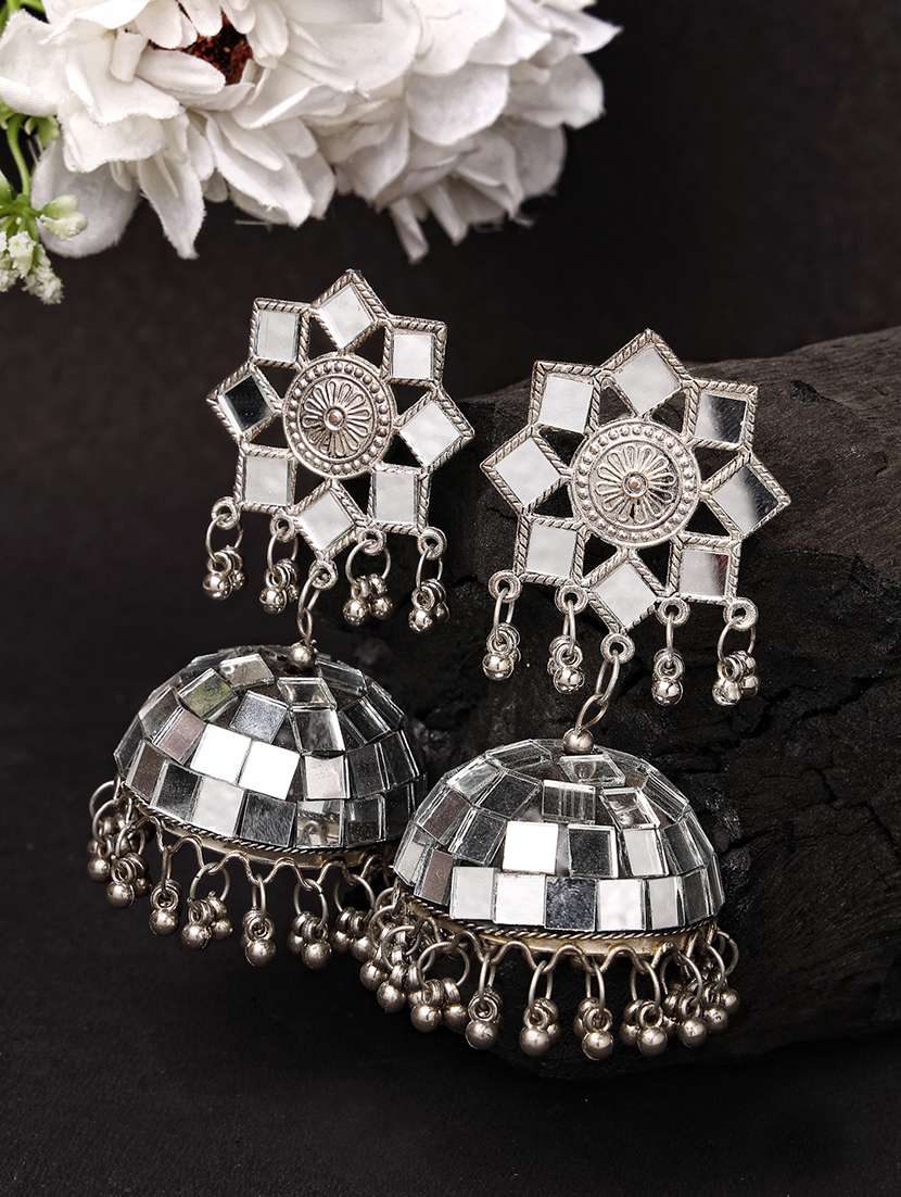 silver brass jhumka earring