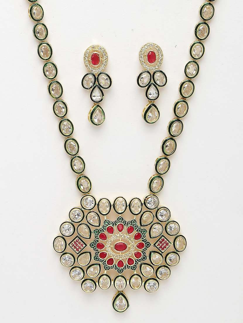 gold brass necklaces and earring - 21279480 -  Standard Image - 1