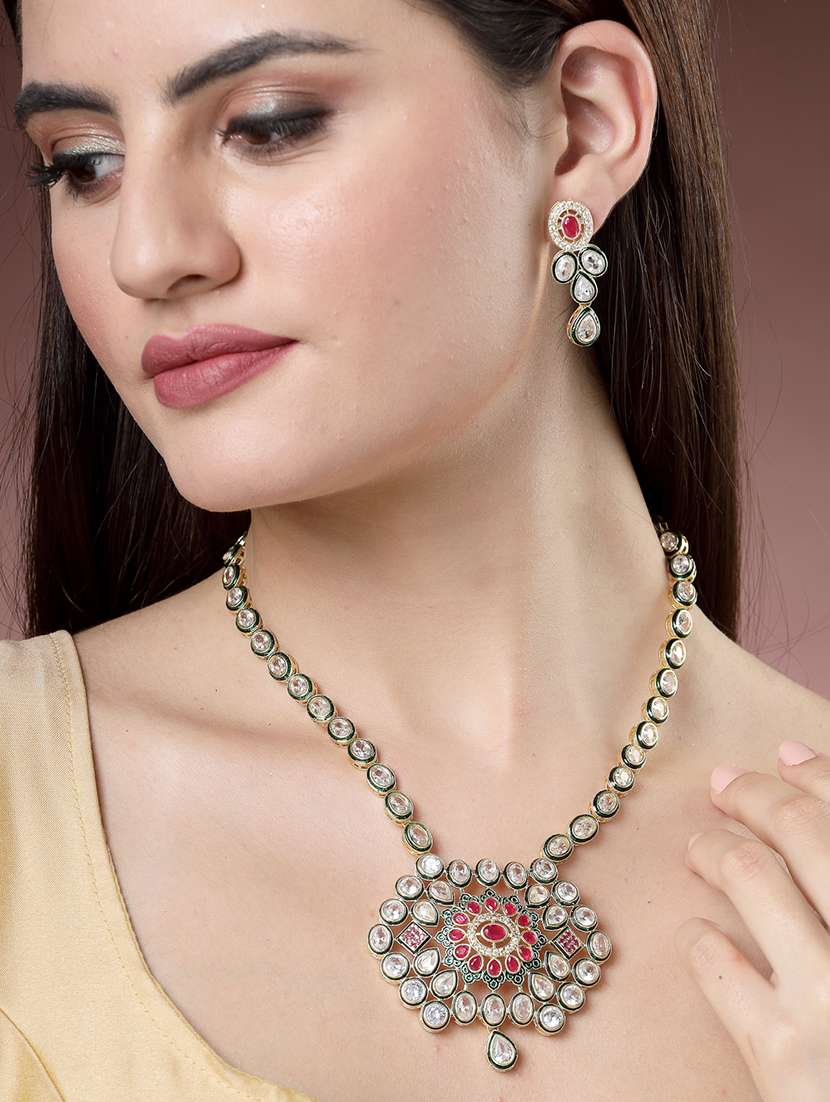 gold brass necklaces and earring - 21279480 -  Standard Image - 4