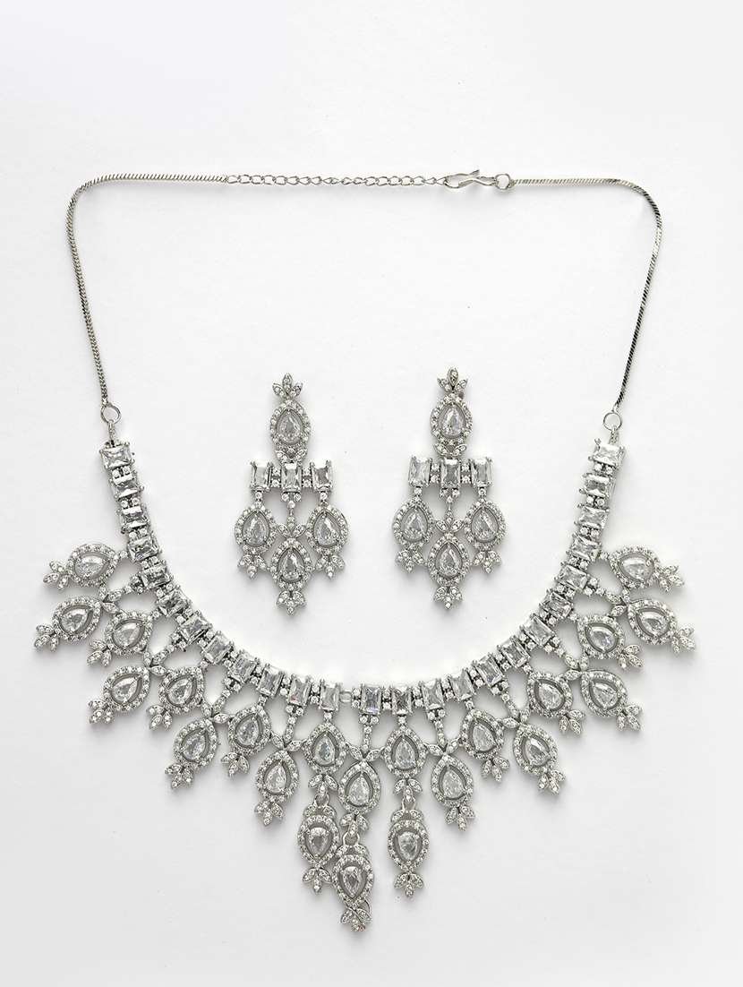 silver brass necklaces and earring - 21279493 -  Standard Image - 1