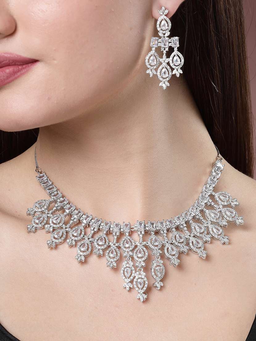 silver brass necklaces and earring - 21279493 -  Standard Image - 4