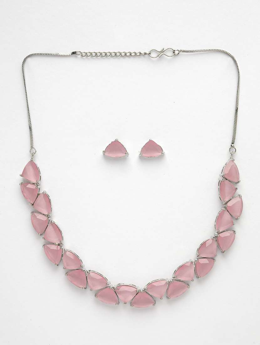 pink brass necklace & earrings set - 21279504 -  Standard Image - 1