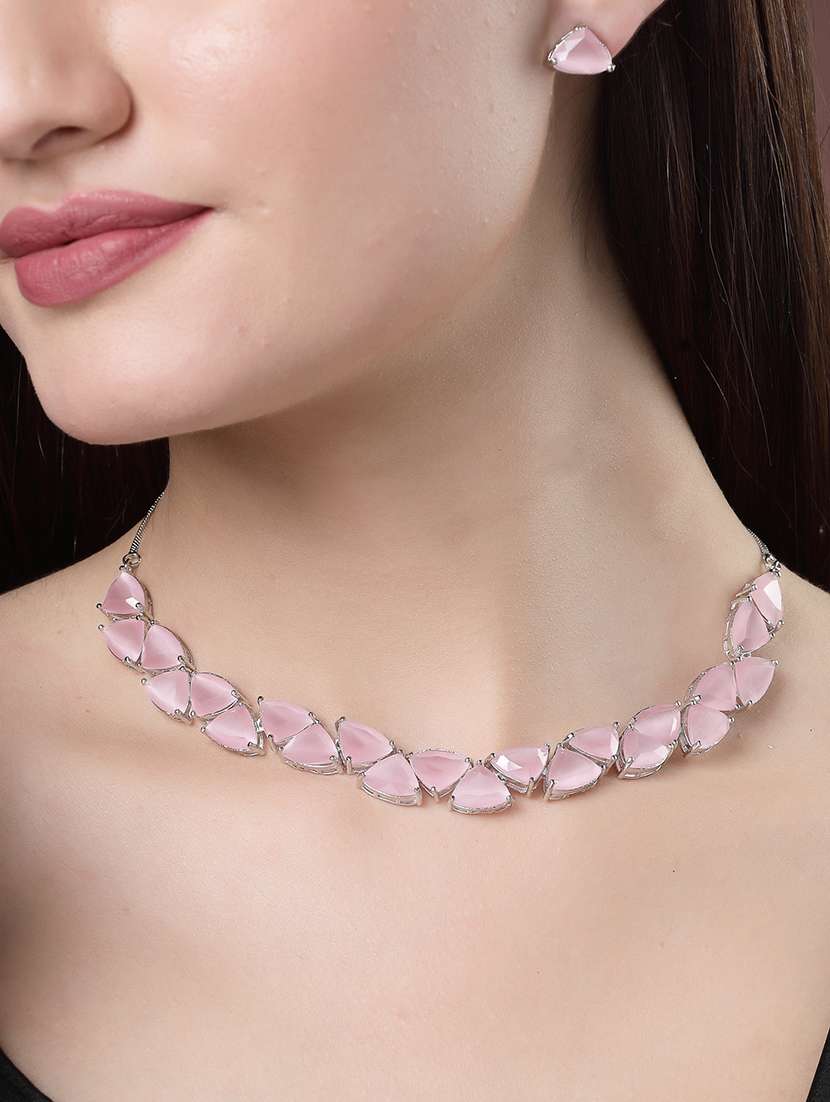 pink brass necklace & earrings set - 21279504 -  Standard Image - 4