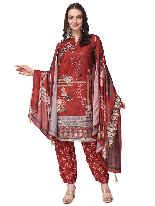 women three quarter sleeve kurta salwar with dupatta set