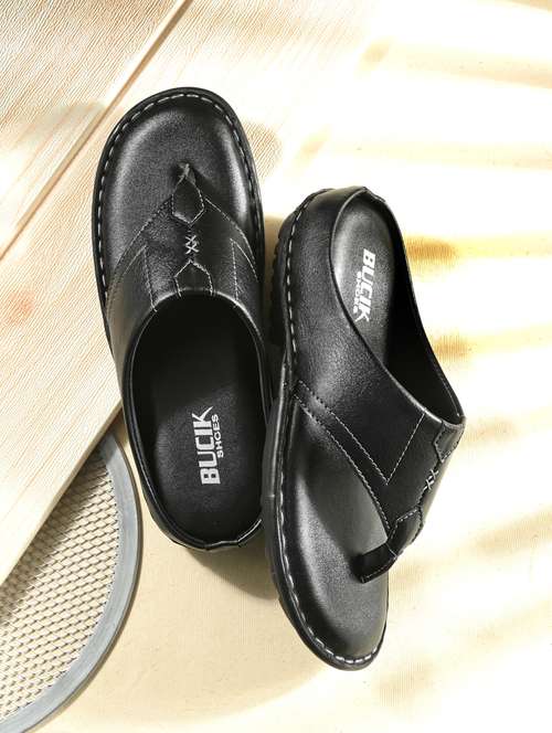 black synthetic toe seperators sandals - 21279876 -  Standard Image - 0