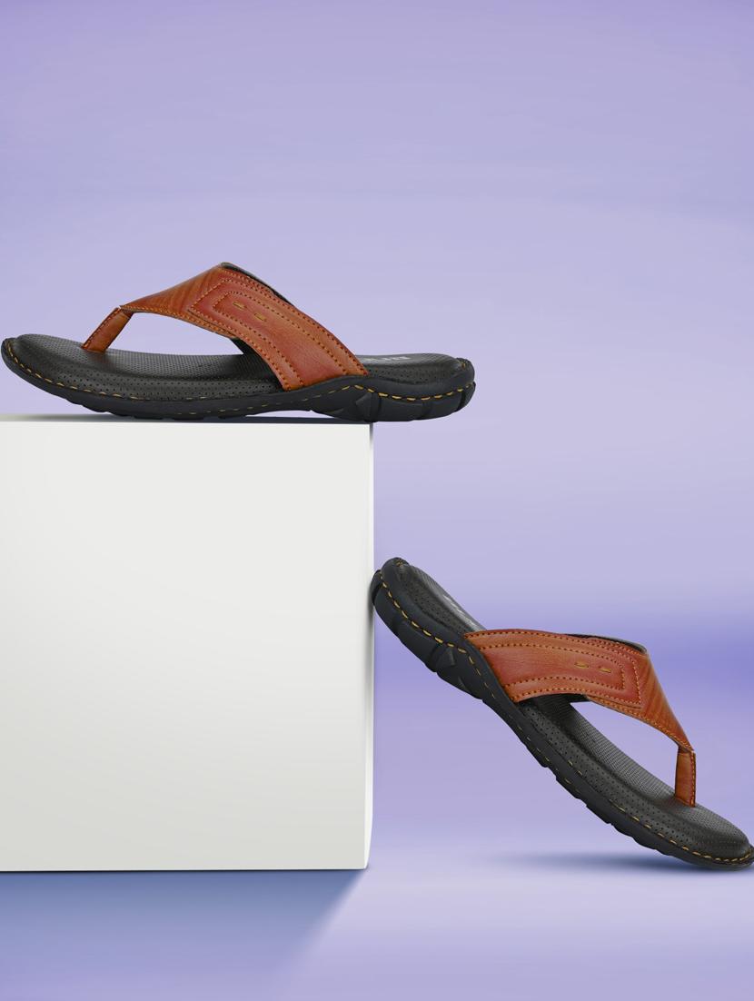 men brown slip on slipper - 21279895 - Standard Image - 1