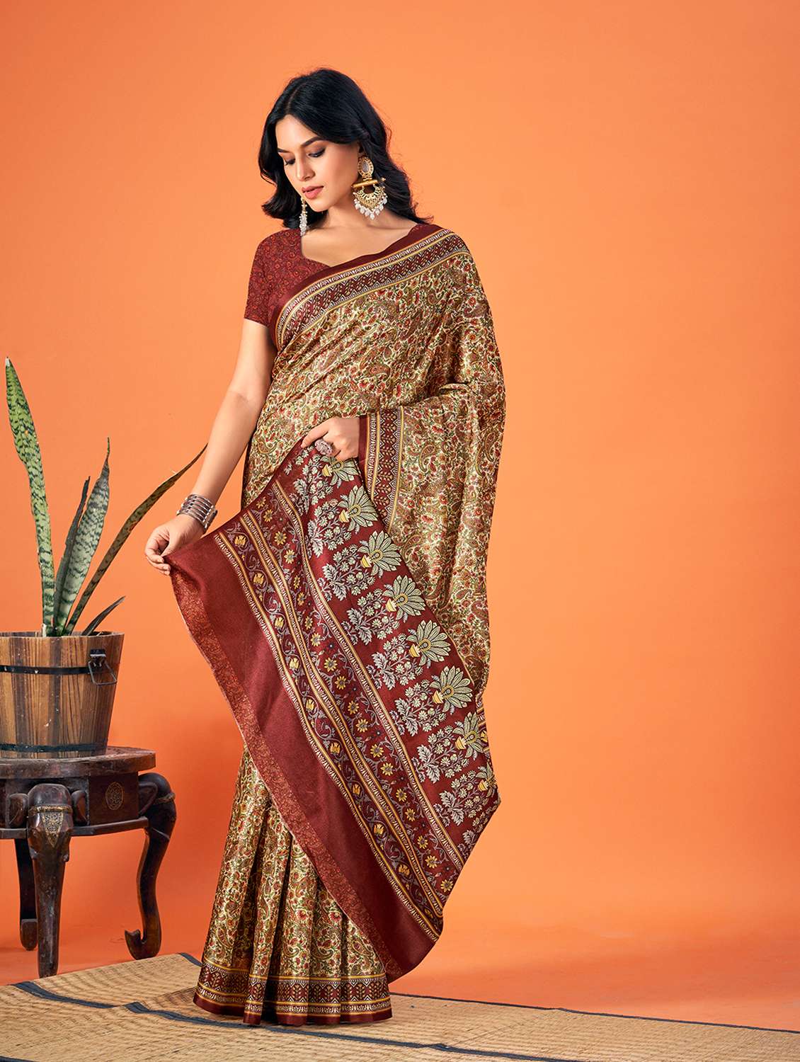 women multi color printed saree with blouse - 21280001 -  Standard Image - 1