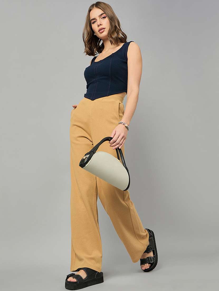 women solid mid rise trouser - 21280232 -  Standard Image - 4