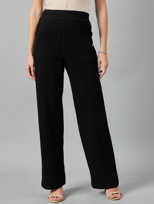 women solid mid rise trouser - 21280235 - Standard Image - 0