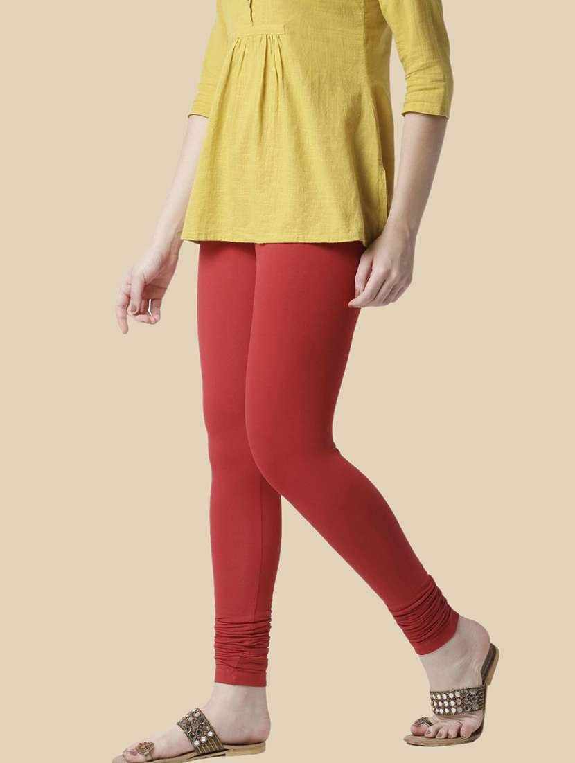 women solid mid rise churidar legging - 21281524 -  Standard Image - 1
