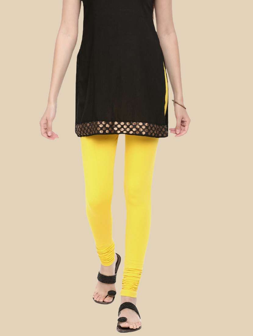 women solid mid rise churidar legging