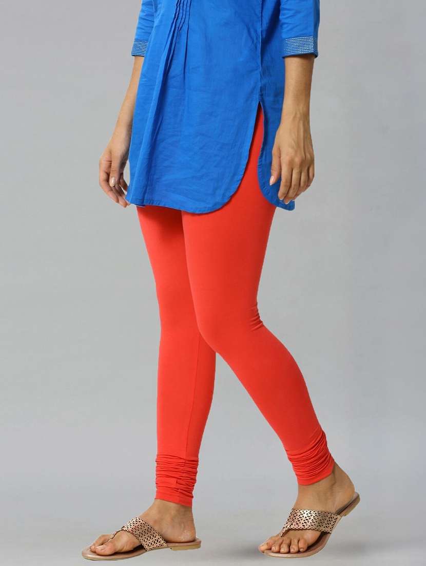 women solid mid rise churidar legging - 21281568 -  Standard Image - 1