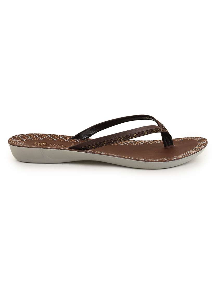 brown pu slippers flip flops - 21281674 -  Standard Image - 1
