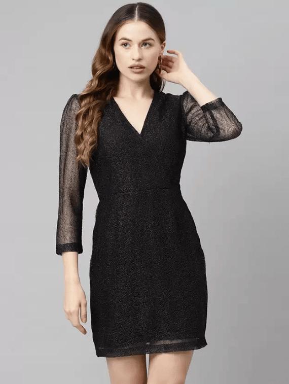 black self-designed sheath dress - 21281711 - Standard Image - 1