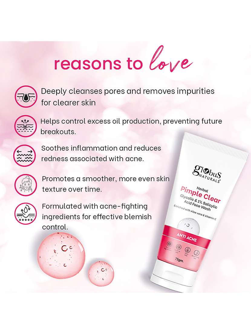 globus naturals face wash combo - set of 3, glycolic & 1% salicylic acid , charcoal  & kesar chandan face wash, 225 gm - 21281722 -  Standard Image - 4