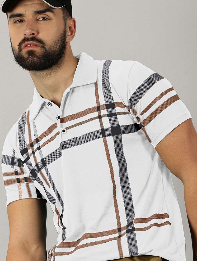 men checkered cotton polo t-shirt - 21281735 - Standard Image - 1