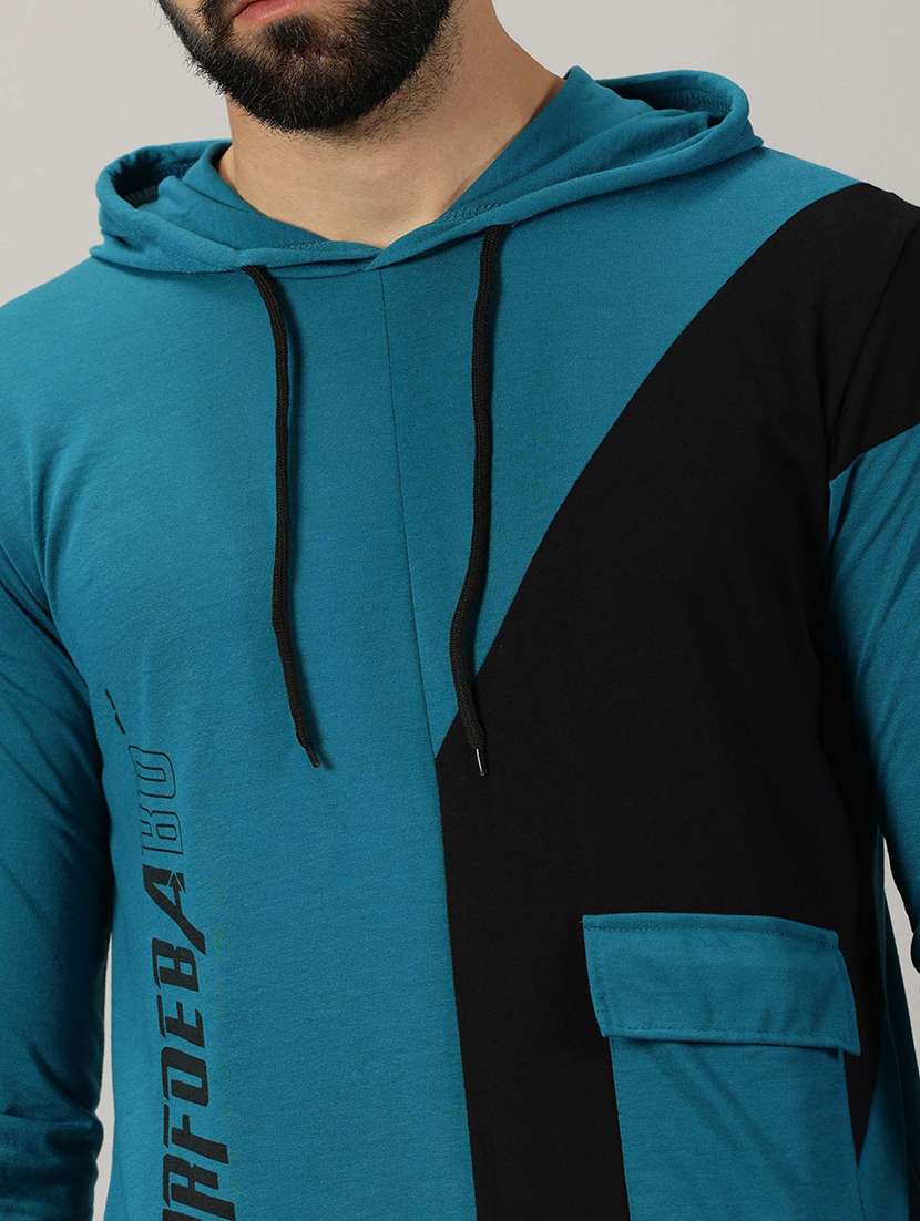 men color block hooded t-shirt - 21281736 -  Standard Image - 4