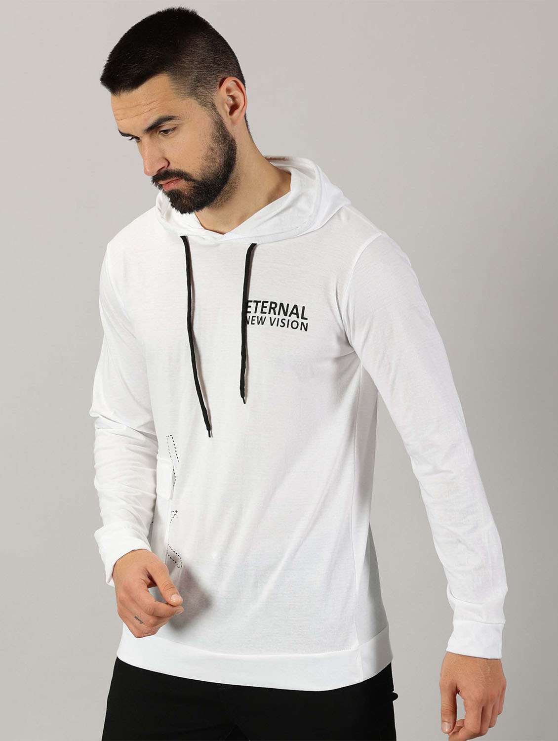 men placement print hooded t-shirt - 21281741 -  Standard Image - 1