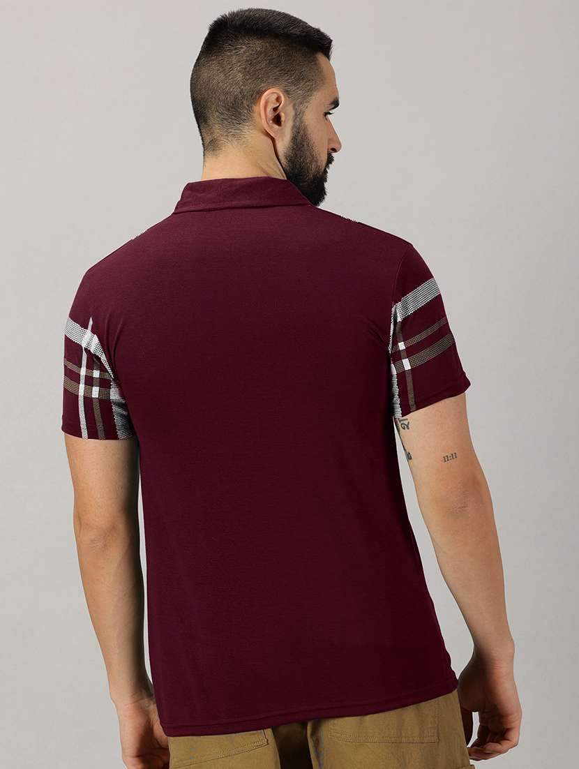 men maroon checkered regular fit t-shirt - 21281753 -  Standard Image - 1