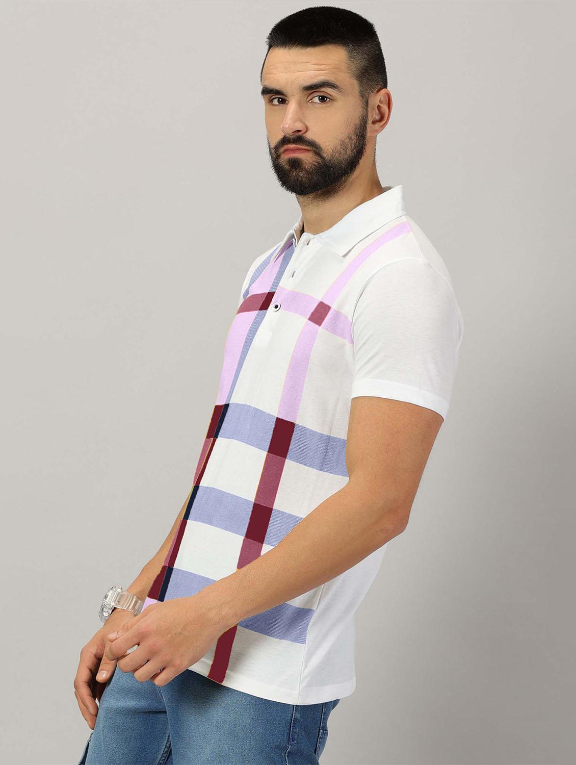 men checkered cotton polo t-shirt - 21281757 - Standard Image - 1