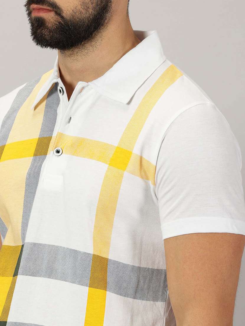 men checkered cotton polo t-shirt - 21281760 -  Standard Image - 4