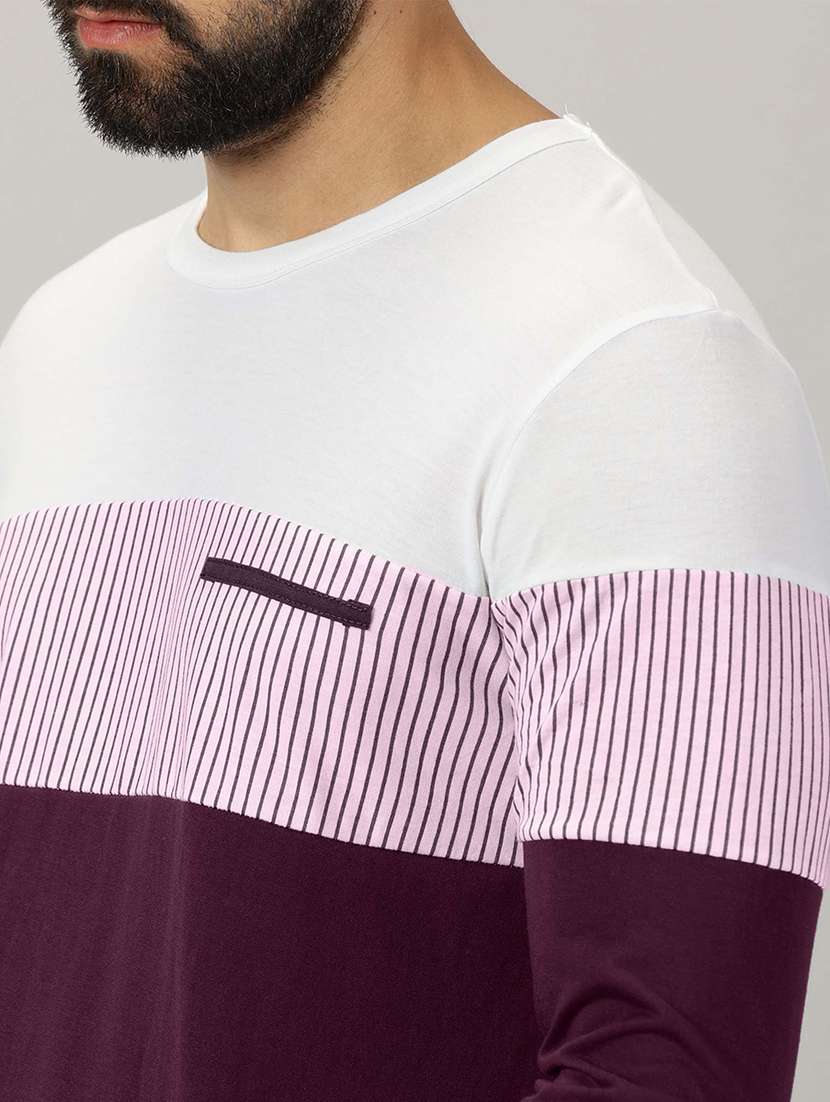 men round neck color block t-shirt - 21281761 -  Standard Image - 4