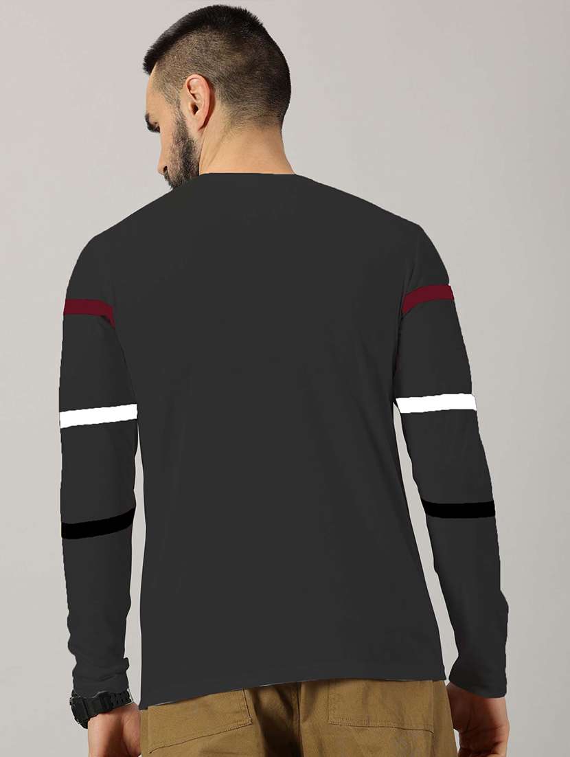 grey cotton blend color block tshirt - 21281778 -  Standard Image - 1