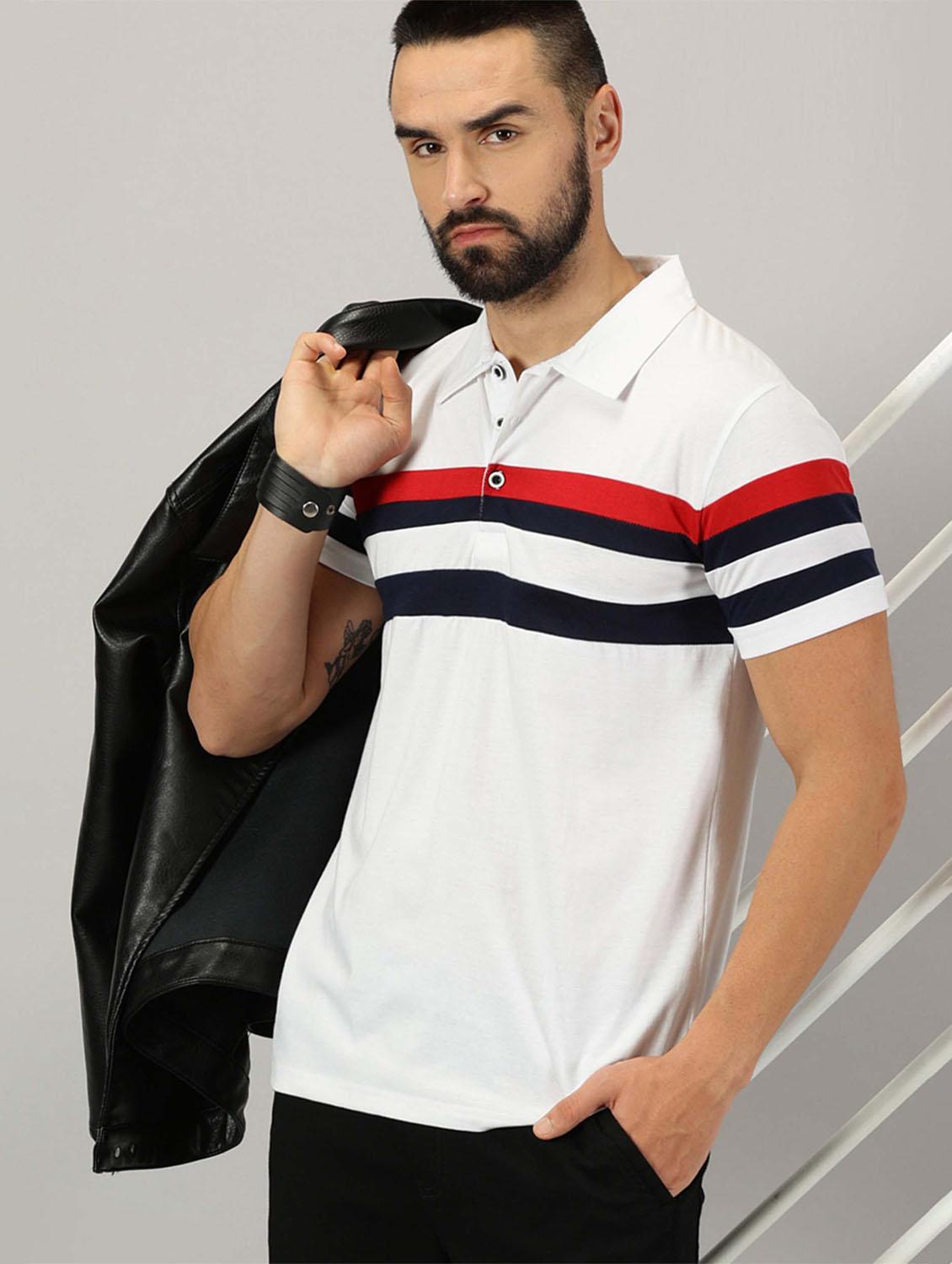 men striped cotton polo t-shirt - 21281789 - Standard Image - 1