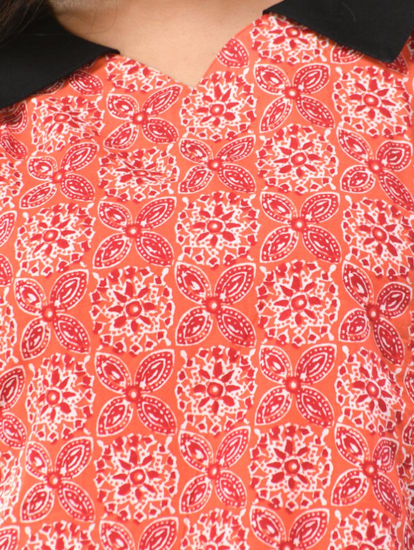 women orange cotton a-line kurta - 21281831 - Standard Image - 4