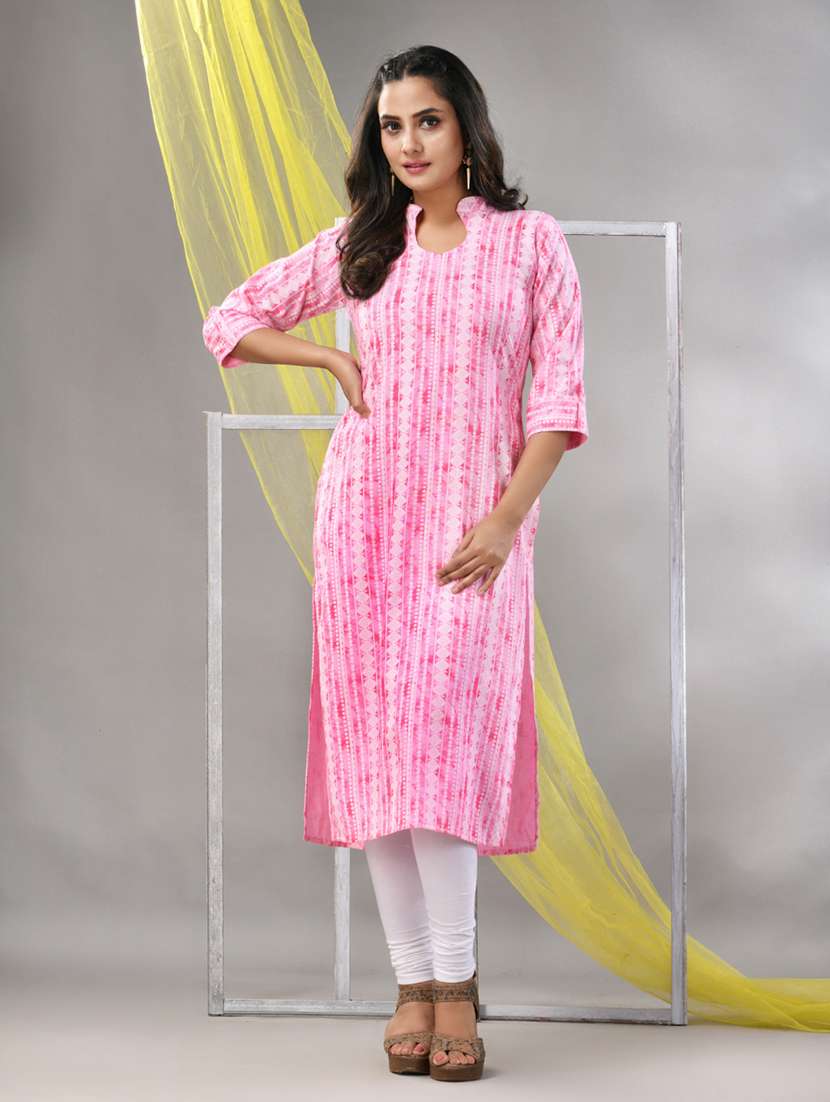 women three quarter sleeve straight kurta