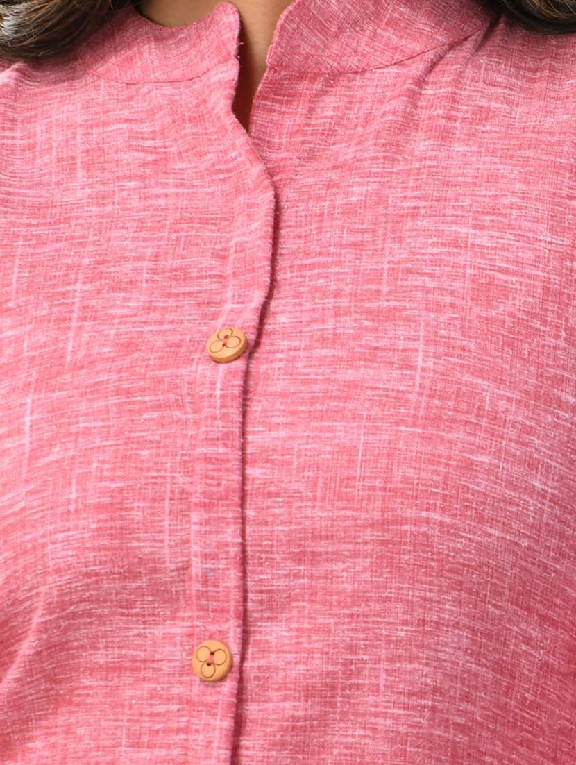women pink cotton a-line kurta - 21281839 -  Standard Image - 4