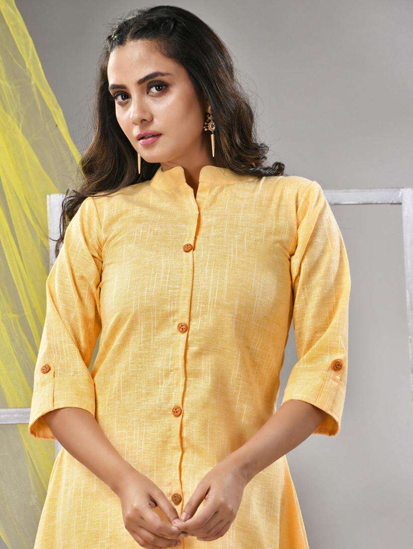 women yellow cotton a-line kurta - 21281841 -  Standard Image - 1