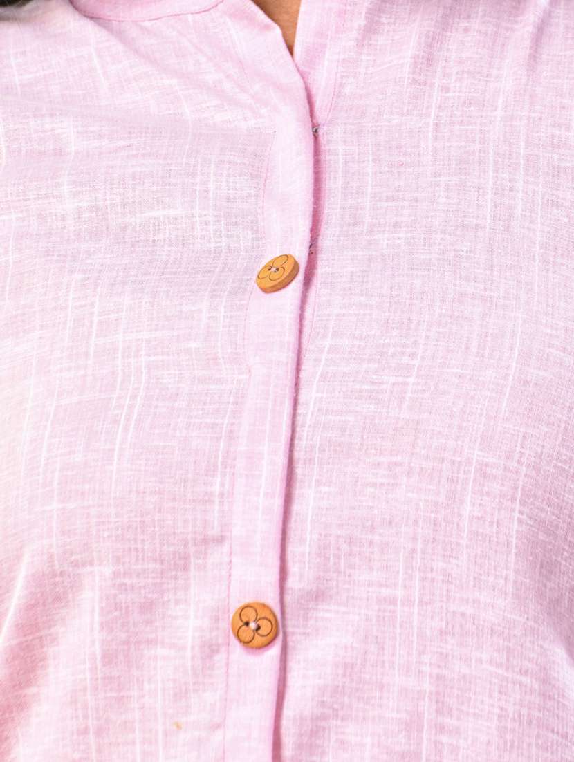 women pink cotton a-line kurta - 21281842 -  Standard Image - 4