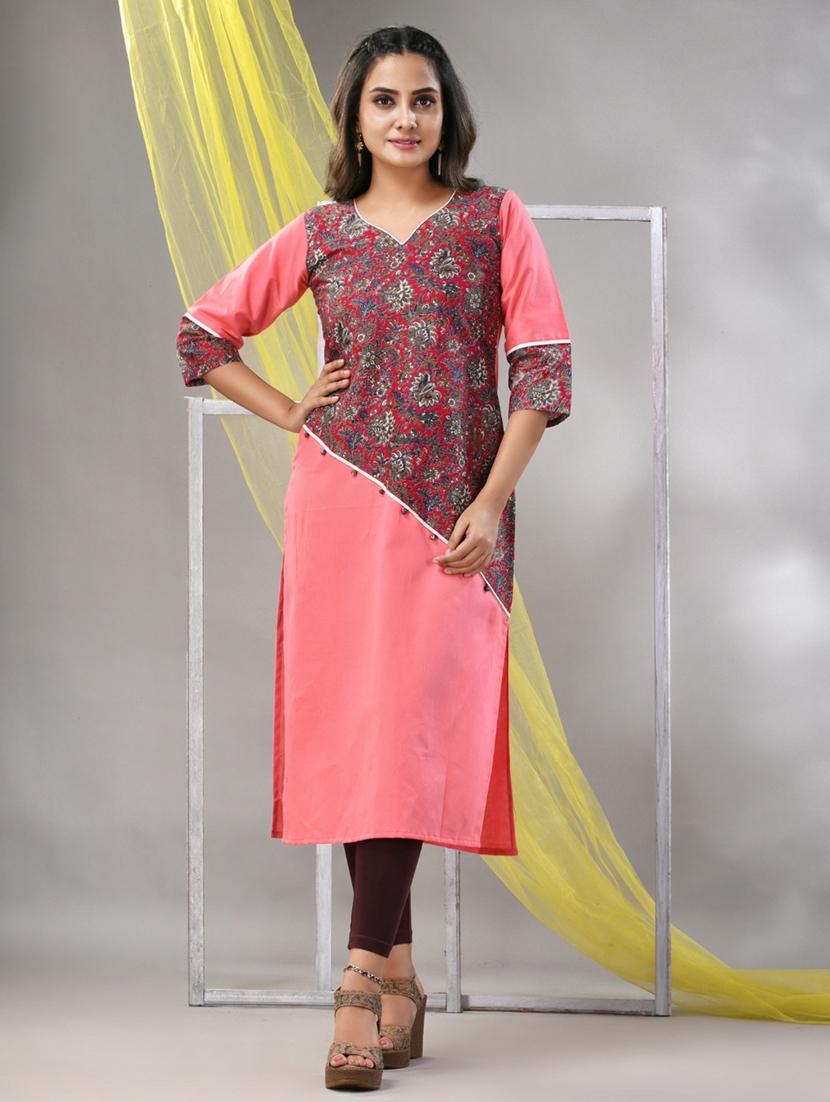 women three quarter sleeve straight kurta - 21281845 -  Zoom Image - 0