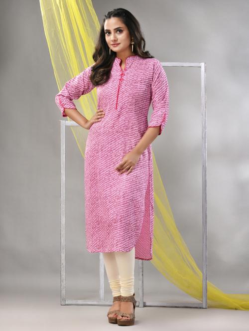 women pink rayon straight kurta - 21281848 -  Standard Image - 0