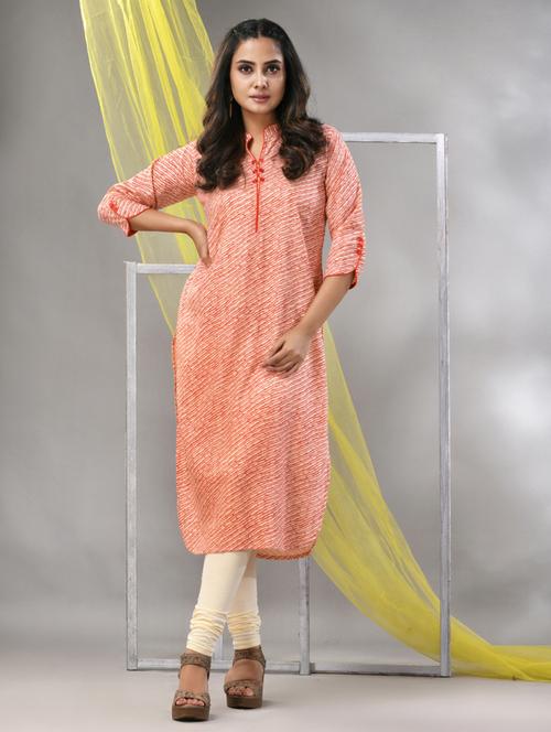 women orange rayon straight kurta - 21281850 - Standard Image - 0