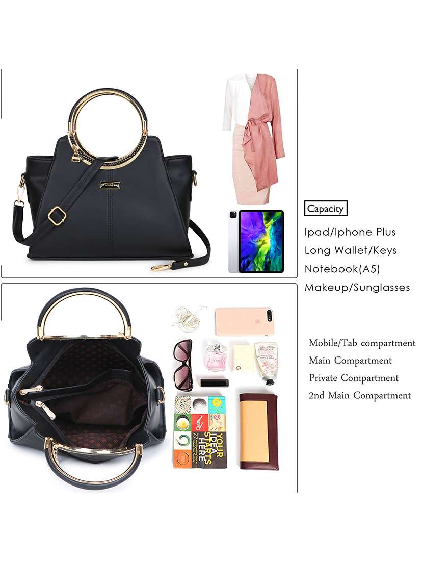 women solid leatherette handbag - 21281964 -  Standard Image - 4