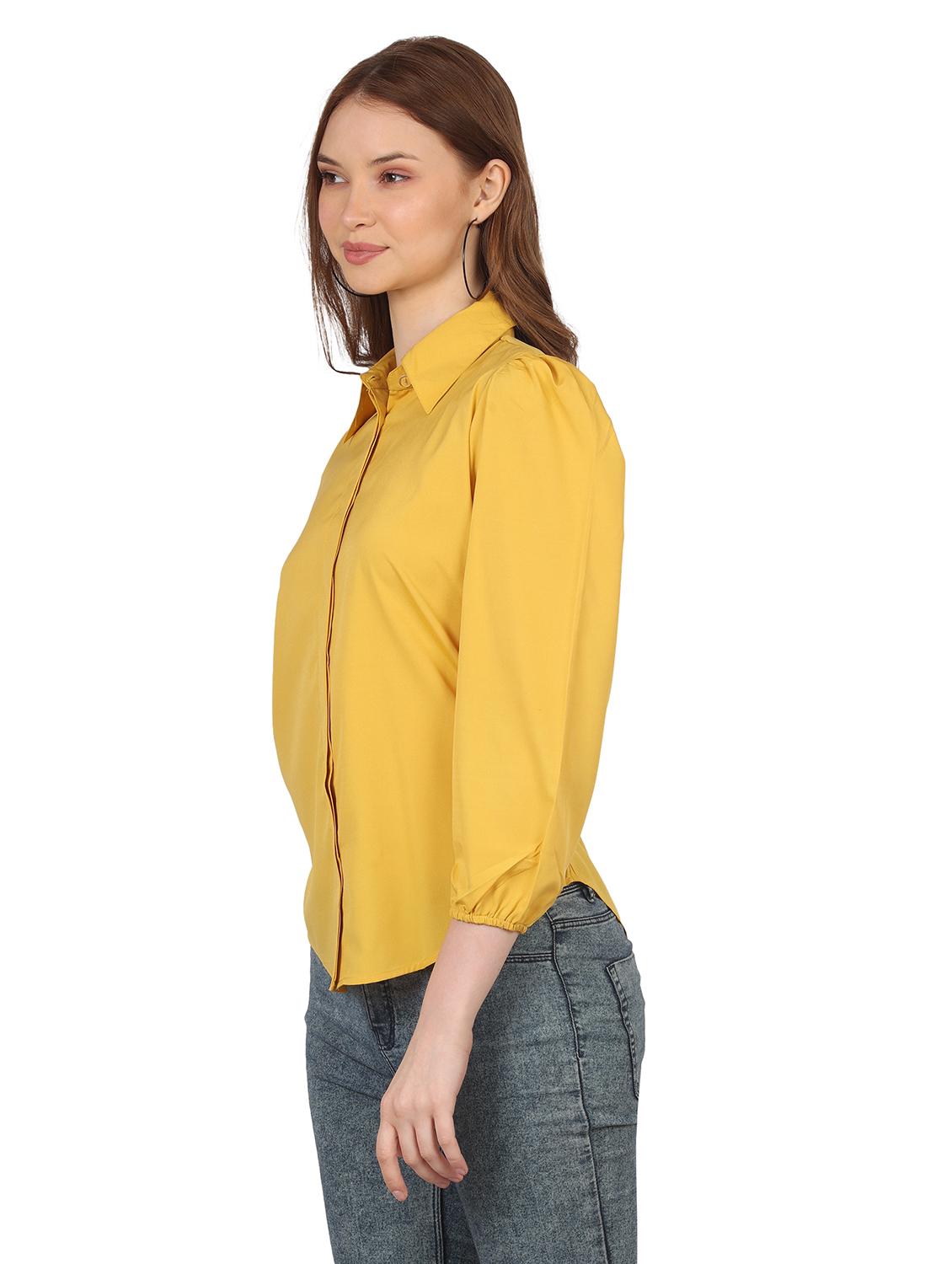 yellow crepe regular shirt - 21283862 - Standard Image - 1