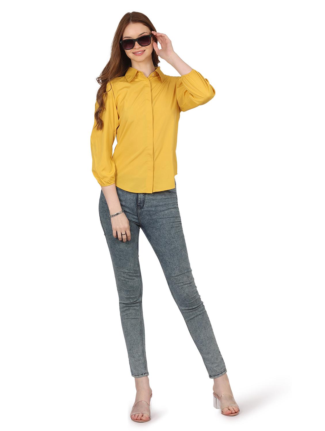 yellow crepe regular shirt - 21283862 - Standard Image - 4